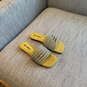 2025 Summer Women's Water Drill One-Word Sandals - Fairy Style Flat Korean Cool Footwear for Outdoor Wear