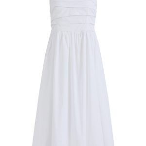 2025 Summer Women's White Spaghetti Strap Evening Gown - French-Style Long Dress for Vacation and Special Occasions