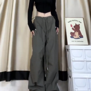 2025 Trendy American-Style Wide-Leg Cargo Pants for Women, Casual Retro Slim-Fit Street Dance & Jazz Sports Trousers