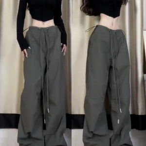 2025 Trendy American-Style Wide-Leg Cargo Pants for Women, Casual Retro Slim-Fit Street Dance & Jazz Sports Trousers