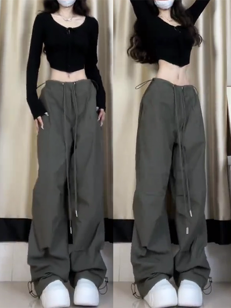 2025 Trendy American-Style Wide-Leg Cargo Pants for Women, Casual Retro Slim-Fit Street Dance & Jazz Sports Trousers 2025 Trendy American-Style Wide-Leg Cargo Pants for Women, Casual Retro Slim-Fit Street Dance & Jazz Sports Trousers