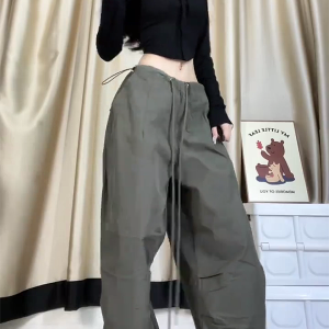 2025 Trendy American-Style Wide-Leg Cargo Pants for Women, Casual Retro Slim-Fit Street Dance & Jazz Sports Trousers