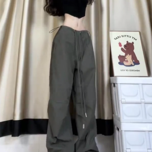 2025 Trendy American-Style Wide-Leg Cargo Pants for Women, Casual Retro Slim-Fit Street Dance & Jazz Sports Trousers