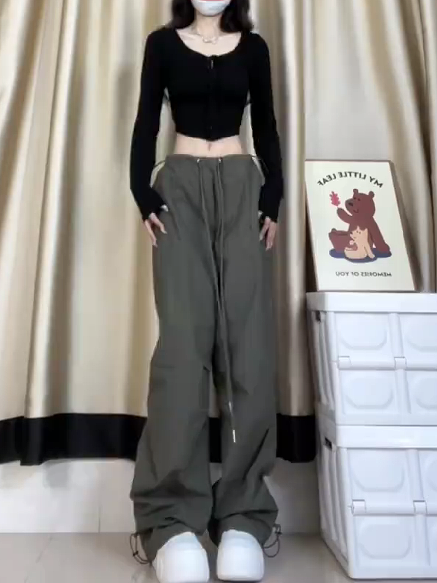 2025 Trendy American-Style Wide-Leg Cargo Pants for Women, Casual Retro Slim-Fit Street Dance & Jazz Sports Trousers 2025 Trendy American-Style Wide-Leg Cargo Pants for Women, Casual Retro Slim-Fit Street Dance & Jazz Sports Trousers