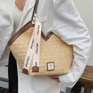 2025 Trendy Retro Hand-Woven Straw Tote Bag for Women - Large Capacity Versatile Shoulder Commuter Bag