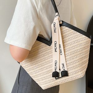 2025 Trendy Retro Hand-Woven Straw Tote Bag for Women - Large Capacity Versatile Shoulder Commuter Bag