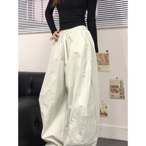2025 Women's American Casual Cargo Pants, Loose Straight Wide-Leg Hip-Hop Style, Street Dance Fashion