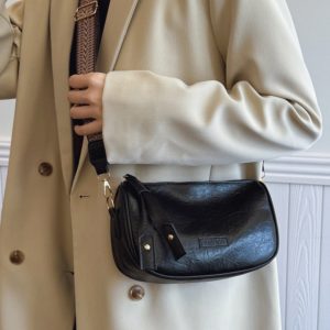 2025 Women's Boston Bag - High-End Baguette Shoulder Bag with Trendy Wide Strap - Chic Crossbody Small Pillow Bag