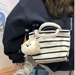 2025 Women's Canvas Tote Bag - Versatile College Commute Handheld Lunch Box & Crossbody Bag for Students