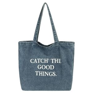 2025 Women's Large Capacity Denim Canvas Tote Bag, Casual Versatile Shoulder Bag in Trendy Style