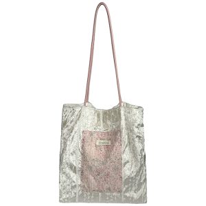 2025 Women's Pearl Luster Lace Canvas Bag - Large Capacity Commuter Tote Shoulder Bag for Students