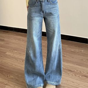 2025 Women's Plus Size Cowboy Flared Pants, High Waist Straight Loose Trousers for Curvy Girls, Trendy Western Style