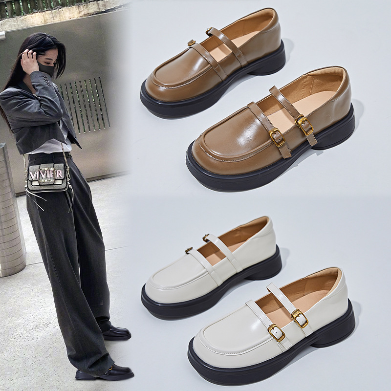 3.2 cm Soft Sole Genuine Leather Mary Jane Shoes for Women - Italian Style Comfortable Spring Footwear