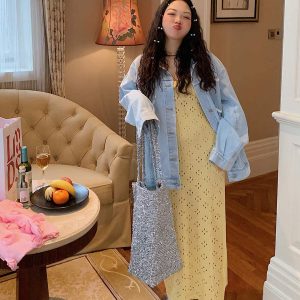 3D Floral Hollow Out Two-Piece Sling Dress for Women - Unique Waist-Cinching Design for Spring Summer 2025 - Y2K Style