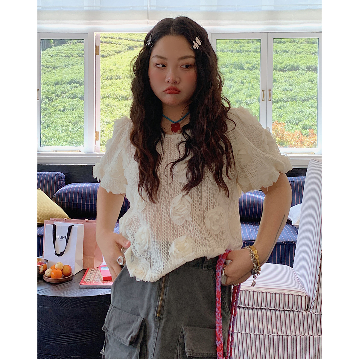 3D Floral Lace T-Shirt for Women, Short Sleeve, Summer 2025 Unique Design, Y2K Inspired Top