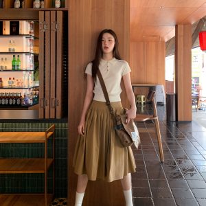 3D Pleated A-Line Half Skirt for Women - High-Waisted Slim Design for Summer 2025, Unique Pleated Style, Trendy Fashion Staple