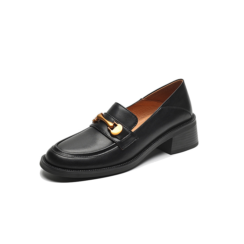 4.5 cm Italian-Style Soft Sole Leather Shoes with Metal Buckle - Comfortable Fashion Footwear