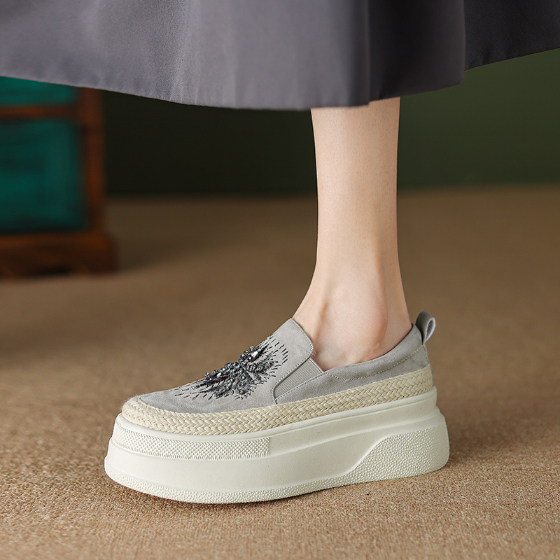 6 cm Thick-Soled Slip-On Loafers for Women - Italian-Style Genuine Leather Soft Sole Comfortable Footwear