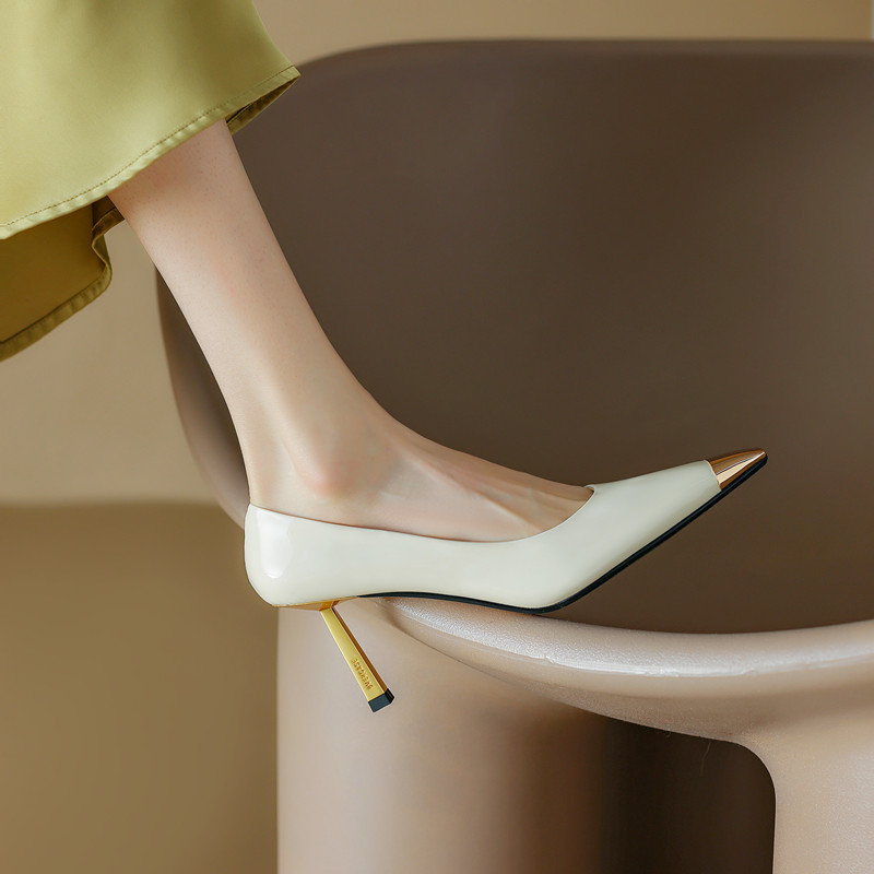 7.5 cm Italian-Style Patent Leather Stiletto Heels for Women - Comfortable Soft Sole, Sexy Genuine Leather Design