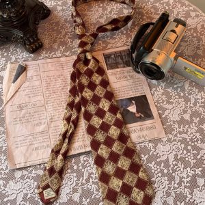 90s Retro Hong Kong Style Floral Bow Tie Shirt Accessory - Handmade Versatile Long Tie for Y2K Fashion