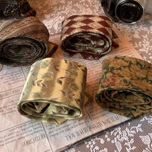 90s Retro Hong Kong Style Floral Bow Tie Shirt Accessory - Handmade Versatile Long Tie for Y2K Fashion