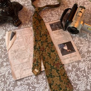 90s Retro Hong Kong Style Floral Bow Tie Shirt Accessory - Handmade Versatile Long Tie for Y2K Fashion