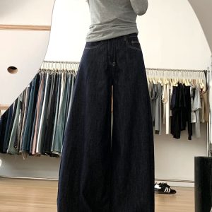 A-Line Wide-Leg Denim Pants for Women, Loose Fit, Casual Style, Flattering for Pear-Shaped Figures, 2025 Trendy Fashion