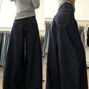 A-Line Wide-Leg Denim Pants for Women, Loose Fit, Casual Style, Flattering for Pear-Shaped Figures, 2025 Trendy Fashion