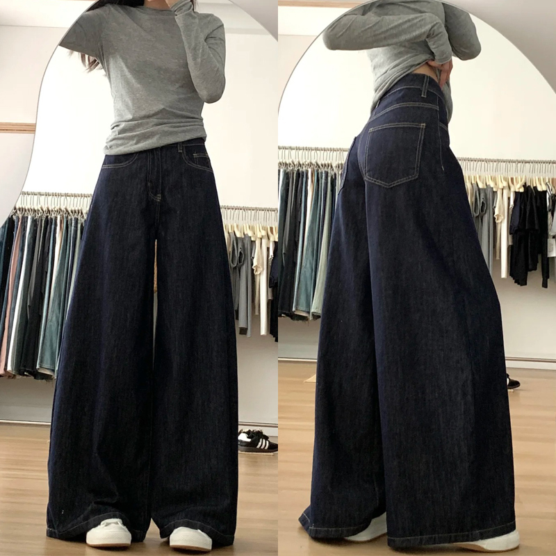 A-Line Wide-Leg Denim Pants for Women, Loose Fit, Casual Style, Flattering for Pear-Shaped Figures, 2025 Trendy Fashion