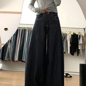 A-Line Wide-Leg Denim Pants for Women, Loose Fit, Casual Style, Flattering for Pear-Shaped Figures, 2025 Trendy Fashion