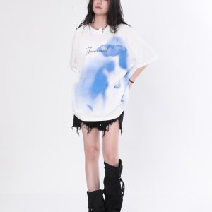 Abstract Butterfly Graphic Short Sleeve T-Shirt for Women - Trendy Hip-Hop Loose Fit Tee Inspired by Nature and Niche Designs