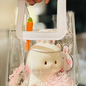 Adorable Ceramic Rabbit-Shaped Mug with Lid and Spoon - Perfect for Dorms, Water, Coffee, and Tea Lovers