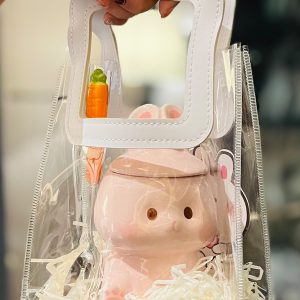 Adorable Ceramic Rabbit-Shaped Mug with Lid and Spoon - Perfect for Dorms, Water, Coffee, and Tea Lovers