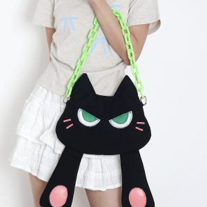Adorable Plush Little Black Cat Crossbody Bag - Soft Autumn Collection, Cute Student Shoulder Bag for Niche Style Lovers