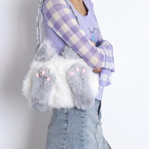 Adorable Plush Orange Cat Crossbody Bag for Women - Soft Face-Covering Shoulder Bag, 2024 Autumn Niche Style