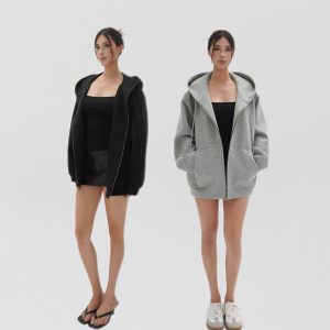 Air Layer Profile Loose Hooded Zip-Up Sweatshirt Jacket for Casual Y2K Style