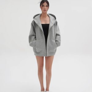 Air Layer Profile Loose Hooded Zip-Up Sweatshirt Jacket for Casual Y2K Style