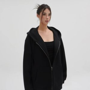 Air Layer Profile Loose Hooded Zip-Up Sweatshirt Jacket for Casual Y2K Style