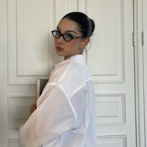 Airy White Shirt and Black Mini Low-Waist Skirt Set - Stylish Girl Outfit, Y2K Fashion, Trendy Summer Look