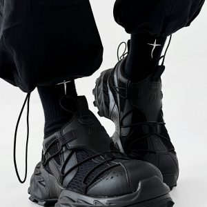 All-Black 18XL Dad Shoes for Men - Trendy Functional Outdoor Hiking Mountaineering Sneakers for Couples