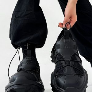 All-Black 18XL Dad Shoes for Men - Trendy Functional Outdoor Hiking Mountaineering Sneakers for Couples