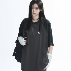 American Quick-Dry Oversized Women's Sports T-Shirt, Loose-Fitting Raglan Half-Sleeve for Summer, Casual Outdoor Style