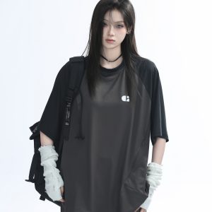 American Quick-Dry Oversized Women's Sports T-Shirt, Loose-Fitting Raglan Half-Sleeve for Summer, Casual Outdoor Style