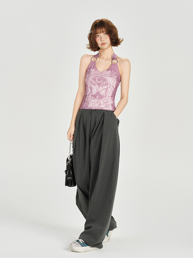 American Retro Backless Halter Tank Top for Women - Slimming, Waist-Cinching Summer Design American Retro Backless Halter Tank Top for Women - Slimming, Waist-Cinching Summer Design