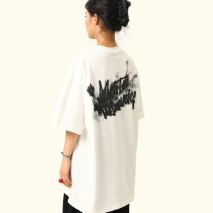 American Retro Blurry Letter Short Sleeve T-Shirt for Men and Women - Heavyweight Pure Cotton Summer Couple Tee