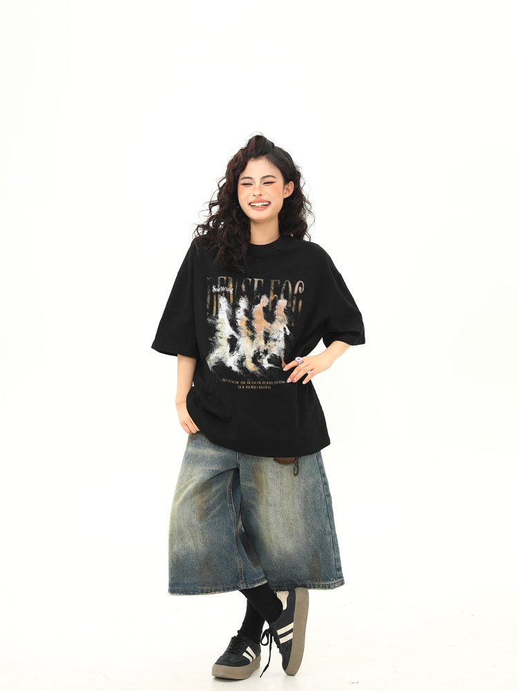 American Retro Blurry Portrait Print Short Sleeve T-Shirt for Men and Women - Summer Round Neck Pure Cotton Couple Tee American Retro Blurry Portrait Print Short Sleeve T-Shirt for Men and Women - Summer Round Neck Pure Cotton Couple Tee