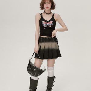 American Retro Butterfly Strap Camisole for Women - Fitted Summer Tank Top with Chest Pads, Spicy Girl Style