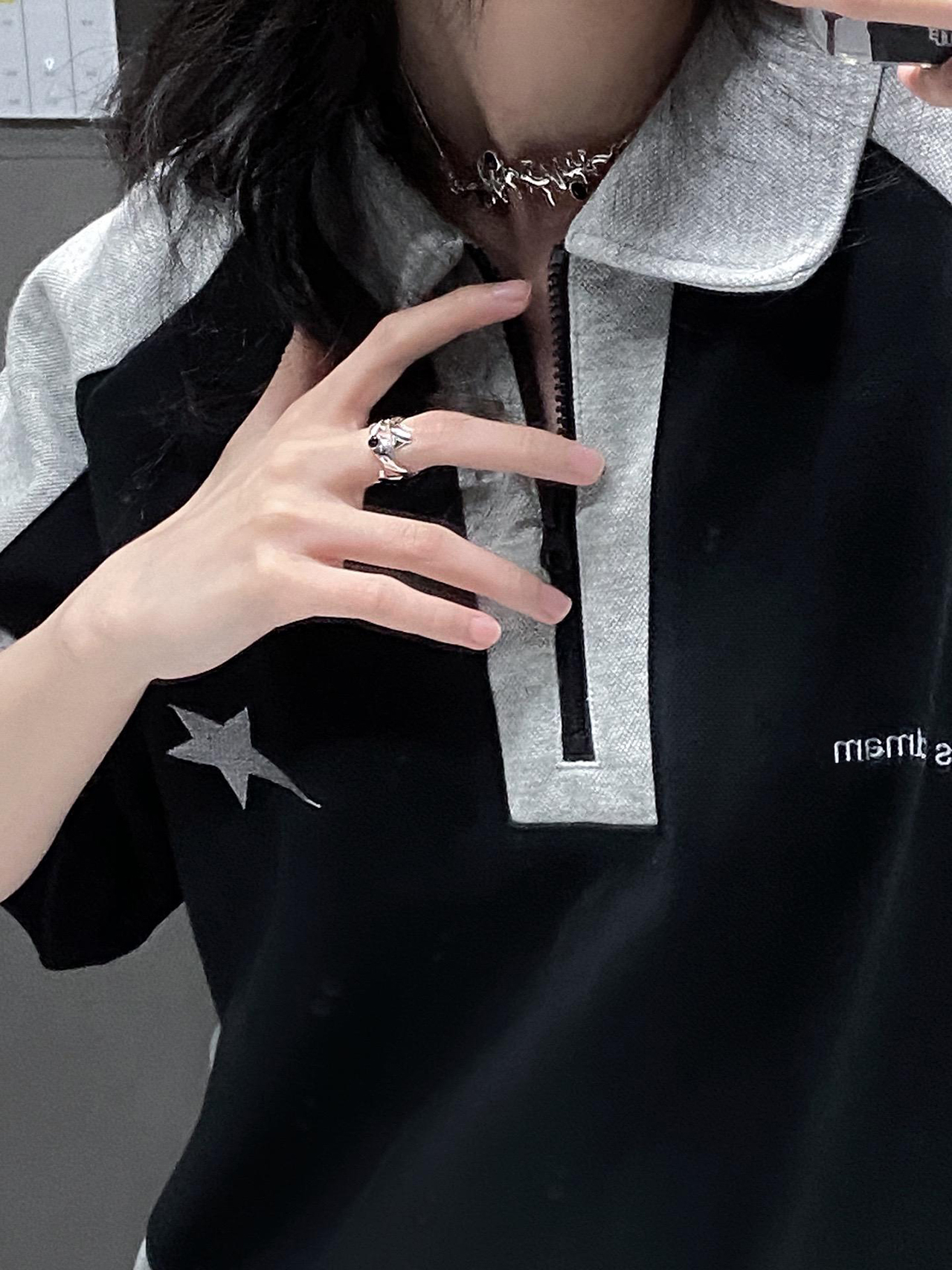 American Retro Color-Blocking Heavyweight Polo T-Shirt for Women - Short Sleeve Summer College Style Top American Retro Color-Blocking Heavyweight Polo T-Shirt for Women - Short Sleeve Summer College Style Top