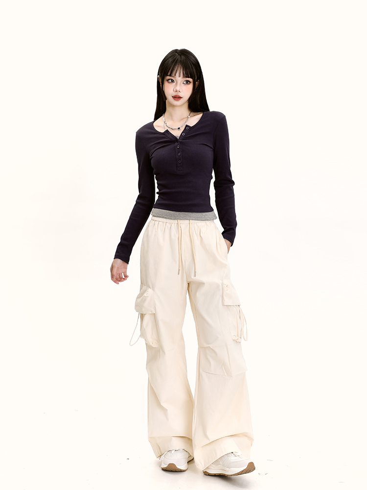 American Retro Dance Cargo Pants for Women - Summer Loose Casual Jazz Wide-Leg Pants in Draped Style American Retro Dance Cargo Pants for Women - Summer Loose Casual Jazz Wide-Leg Pants in Draped Style