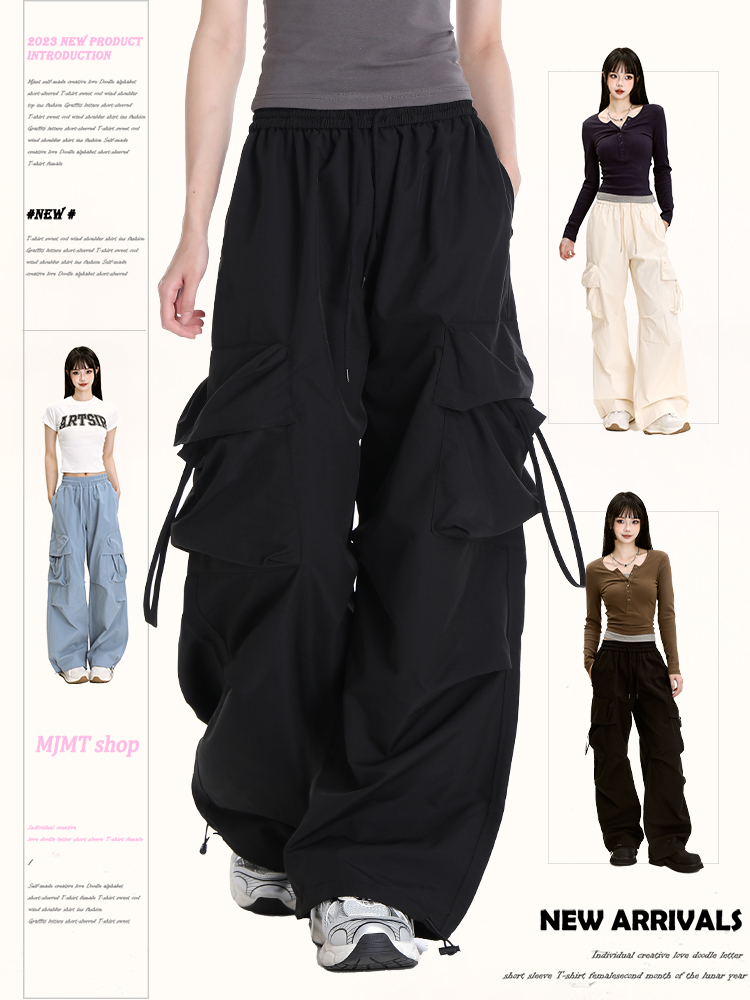 American Retro Dance Cargo Pants for Women - Summer Loose Casual Jazz Wide-Leg Pants in Draped Style American Retro Dance Cargo Pants for Women - Summer Loose Casual Jazz Wide-Leg Pants in Draped Style